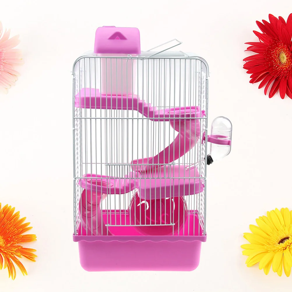 

Three Layers Hamster Cage Includes Water Bottle Exercise Wheel Dish Hamster Hide- Out Small House for Pets Chinchilla Hamster