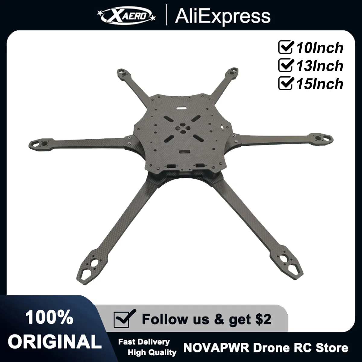 XAERO Carbon-Faser FPV-Rahmen 10/13/15 Zoll Wettkampftaugliches Quadcopter-Chassis für Schwere Nutzlasten