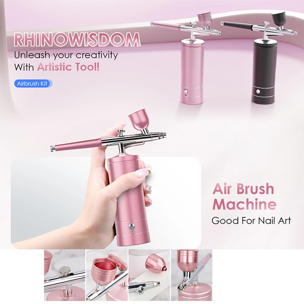 Portable High Pressure USB Rechargeable Airbrush Kit Wireless Compressor Double Action Spray Gun Oxygen Jet Sprayer Air Brush