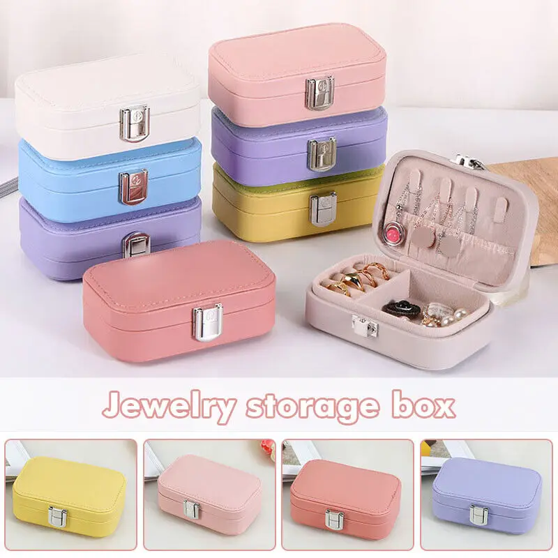 

Double Layer Jewelry Box Storage Organizer Packaging Case Travel Portable PU Leather Earring Ring Necklace Jewellery Organizer