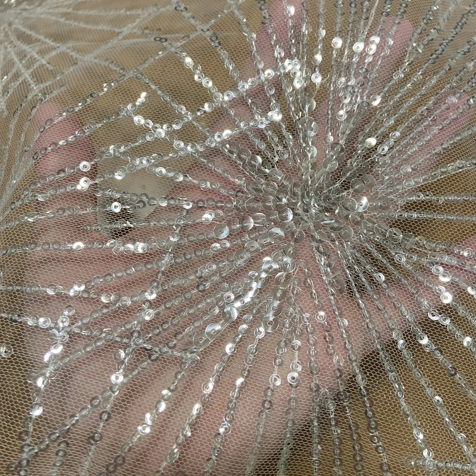 Super Bright Fireworks Pattern Crystal Sequin Tulle Embroidery Suitable For Wedding Dresses Evening Dresses Tablecloth Curtains