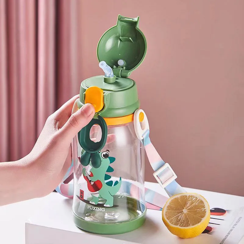 Water Sippy Cup 600ml With Straw Dinosaur Kids Water Bottles Leakproof Plastic Drinking Bottle Children's Cup Drinkware water bottle plastic water bottle plastic cup