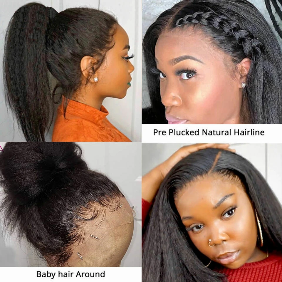 Kinky Straight Wig 250 Density Lace Front Human Hair Wigs For Women Transparent Lace Frontal Wig Yaki Human Hair Natural human hair wig lace front wig human hair wigs front lace wig