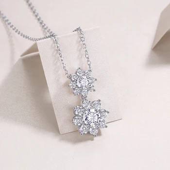 1.73CT D Color Full Moissanite Pendant Necklace for Women Certified 925 Sterling Silver Sunflower Necklace Party Wedding Jewelry 2