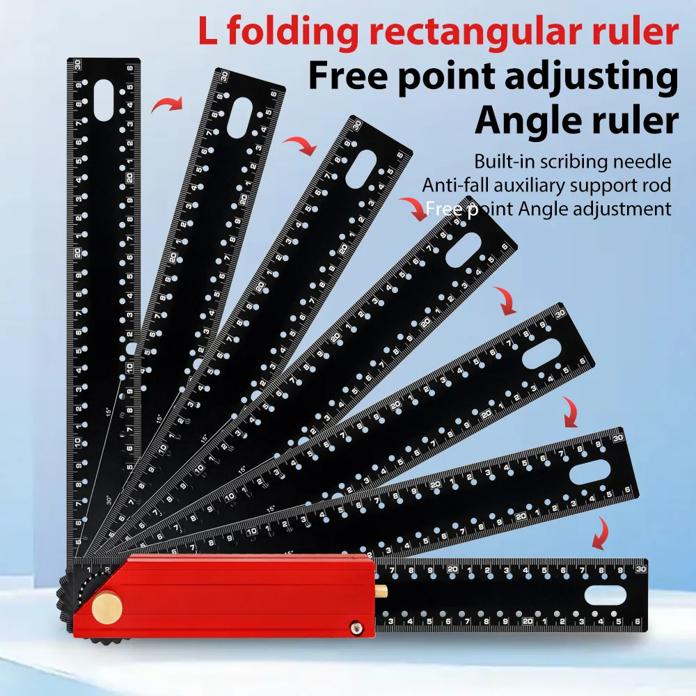 BCLONG Multifunctional Square Ruler 90-degree Carpentry Positioning Marking Angle Ruler