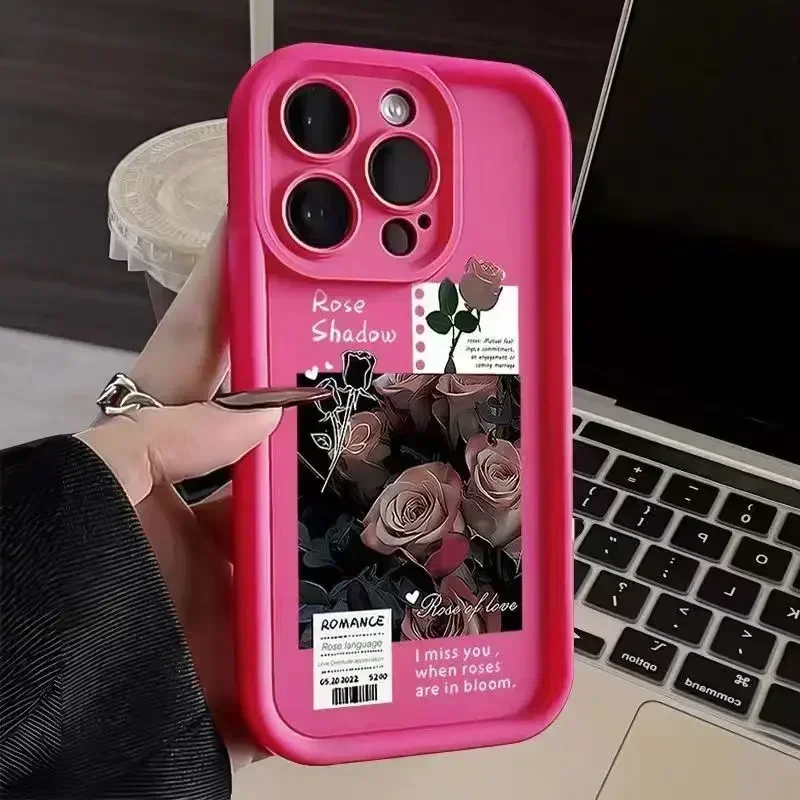 ⭐iPhone12 Pro Max 縄掛け ケース ローズレッド アイフォン