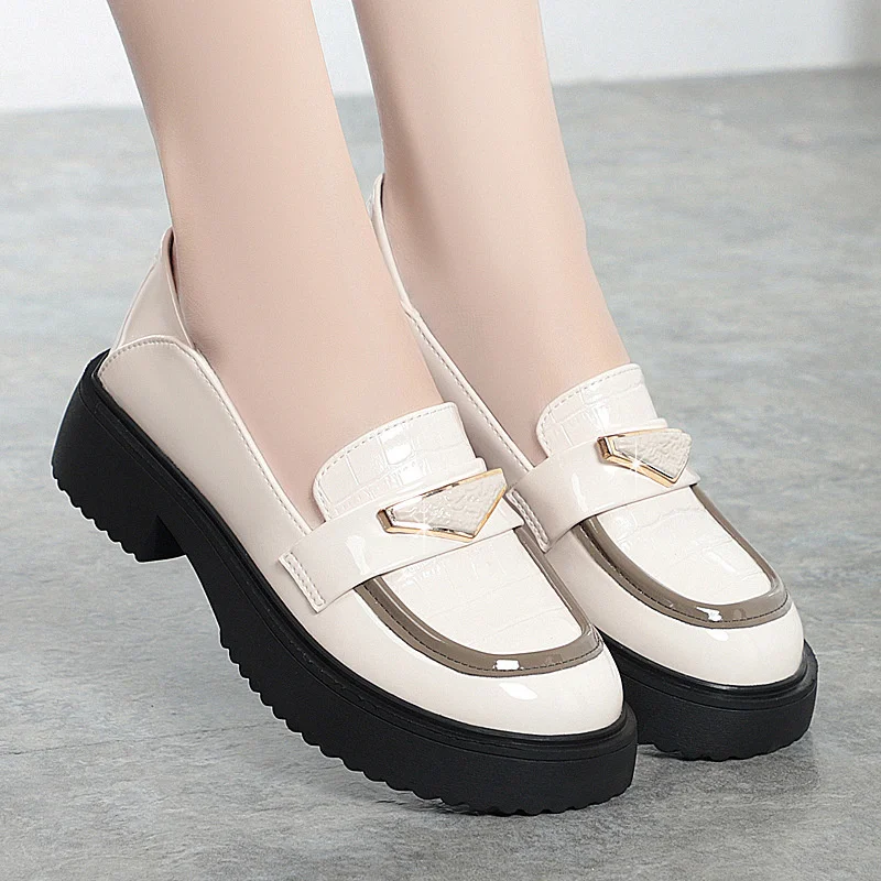 Chunky Loafers Lolita Mary Jane loafers Shoes Woman Spring Platform Loafers Vintage Soft Slip On Black Single Shoes