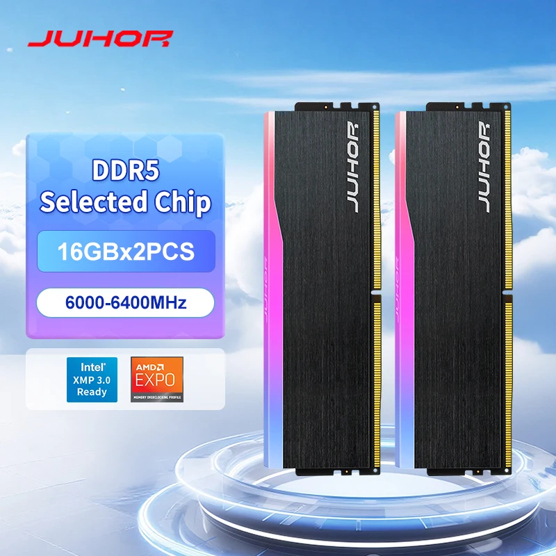 JUHOR Memoria Ram DDR5 RGB 16GB 6000MHz 6400MHz Desktop PC5