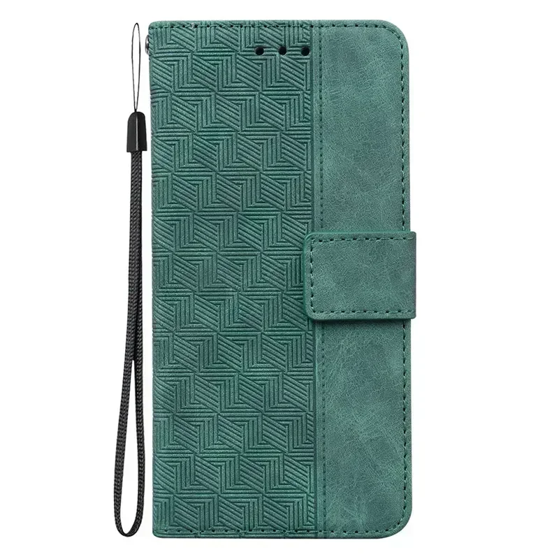 Magnetic Geometric Textile Wallet Book Cover Phone Case