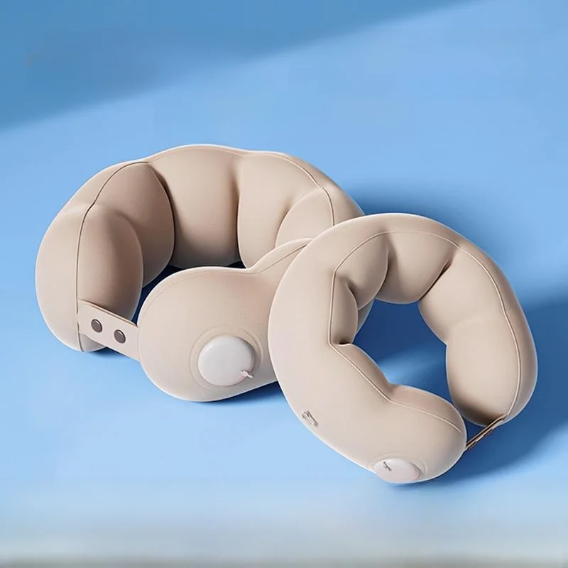 팽창식 U자형 목베개 아이스 실크 시원한 느낌 여행용 비행기 시트 쿠션 수면 ..