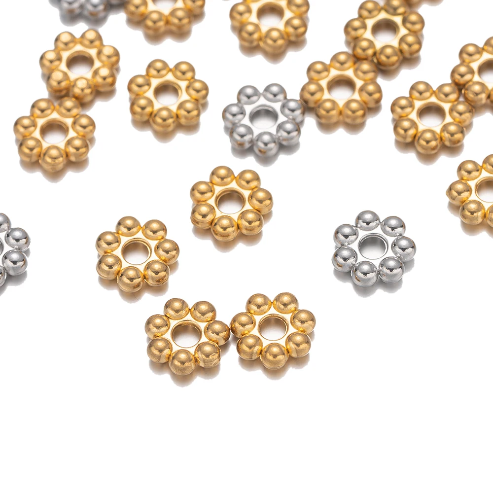 

Бусины-снежинки из нержавеющей стали, 4-6 мм, 20 шт.