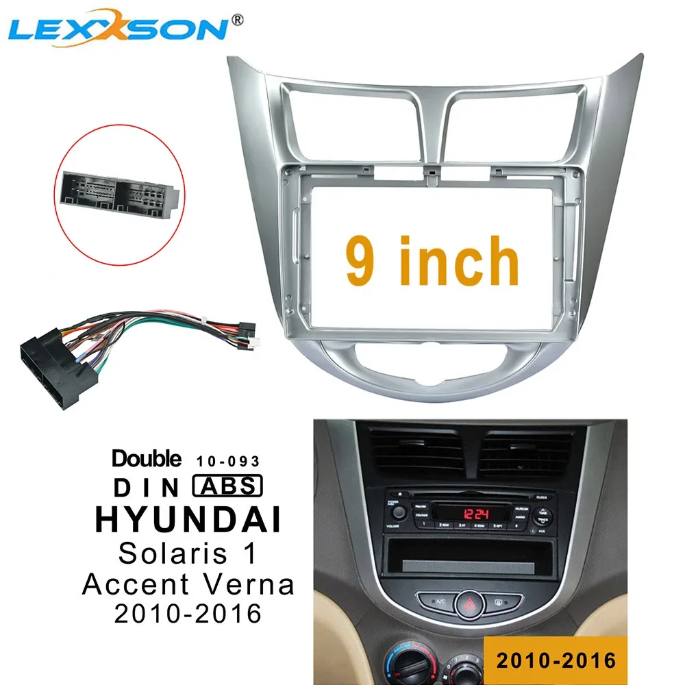

9 Inch 2din Car Dvd Fascia For Hyundai Solaris Accent Verna 2010-2016 Stereo Panel Dash Mount Installation Double Din Car Frame