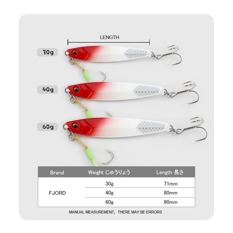 FJORD 20g 30g 40g 60g Metal Jig Shore Casting Hard Bait Scale Tail Night Glow Sea Fishing Lure Artificial Bait Fishing Equipment - Image 3