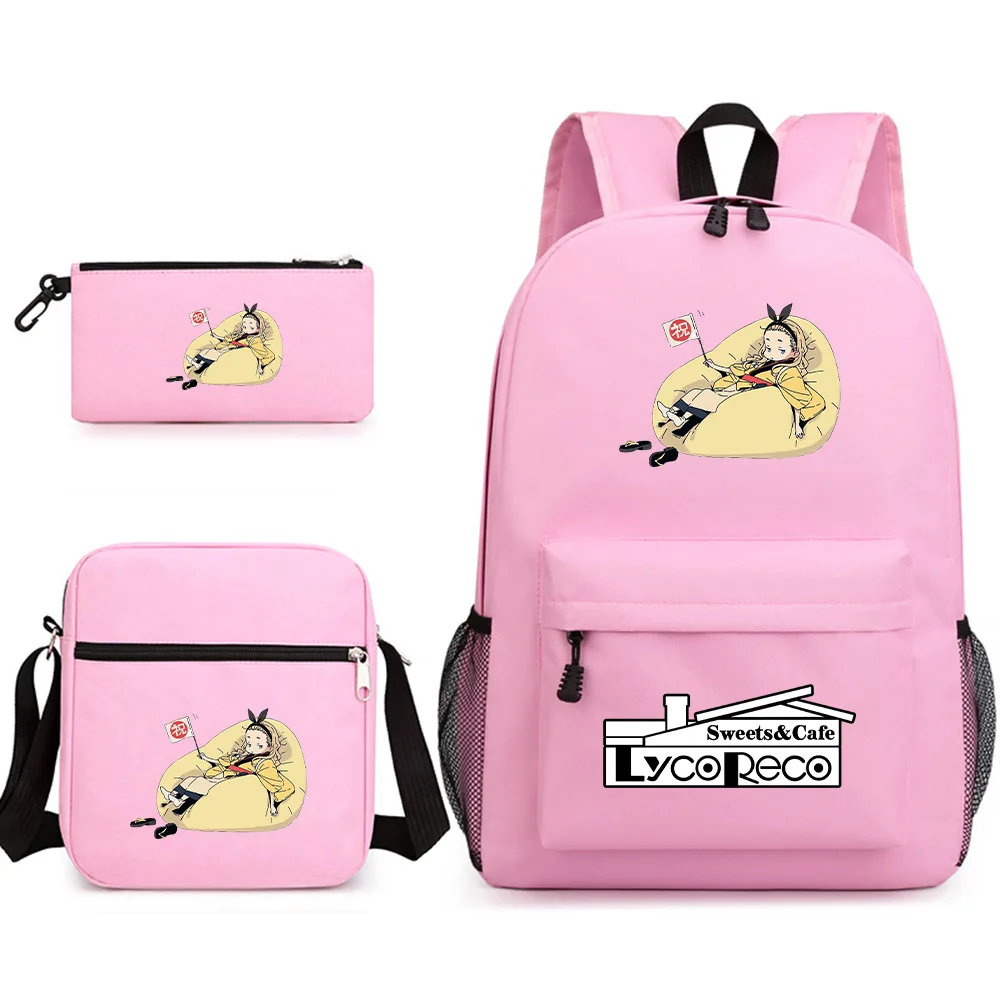 

Harajuku Creative Cute Lycoris Recoil Print 3pcs/Set pupil School Bags Laptop Daypack Backpack Inclined shoulder bag Pencil Case