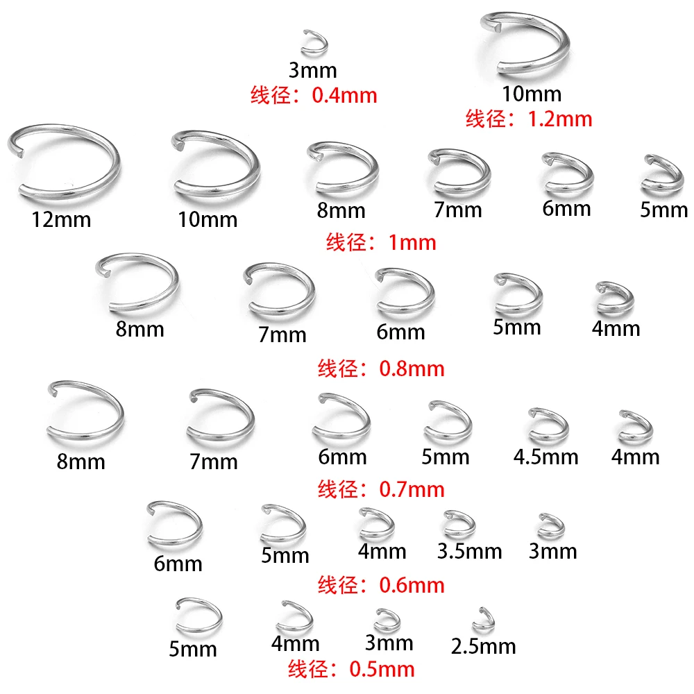 100-200개/묶음 스테인리스 스틸 스플릿 링 금색/스틸색 오픈 점프 링 DIY 의류 부자재 연결 액세서리