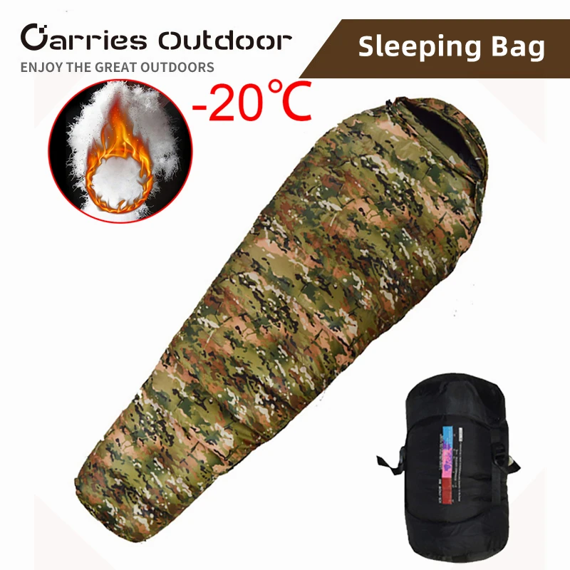 Outdoor Warm White Duck Down Filled Adult Mummy Style Sleeping Bag Fit