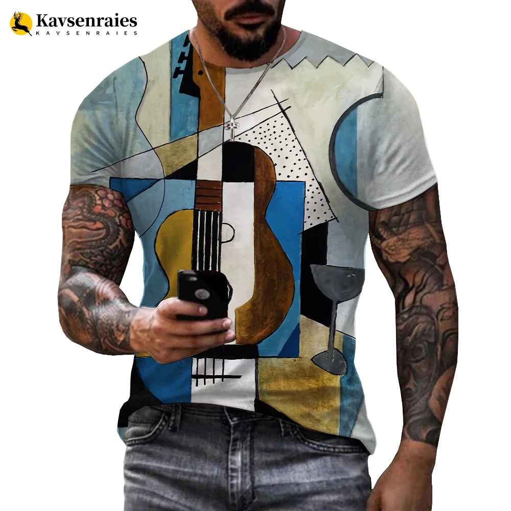 

Модная футболка с принтом гитары, топы большого размера с коротким рукавом для мужчин и женщин, Модная креативная футболка высокого качества с 3D рисунком музыкальной гитары