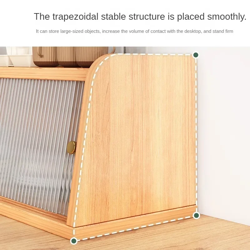 Multifunctional Wooden Dining Cabinet Water Cup Dust-proof Storage Cabinet Kitchen Bowl Counter Surface Storage Rack
