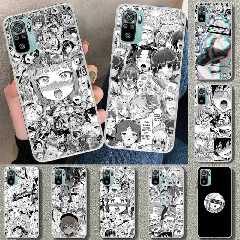 Противоударный чехол Ahegao для телефона с мангой Xiaomi 12 11T 10 9 Redmi Note 10S Pro 9A 8