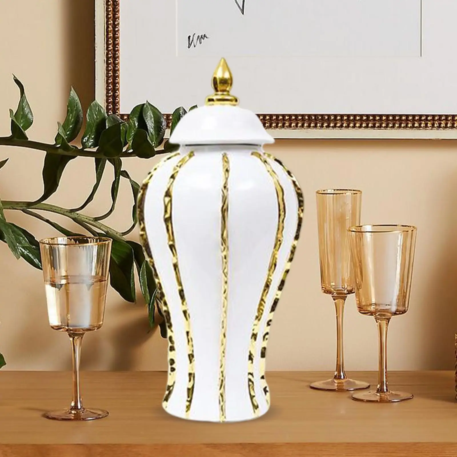 Ceramic Decoration Jar Flower Vase Temple Jar Display Storage Traditional Porcelain Ginger Jar Ornaments Home Decoration Vases