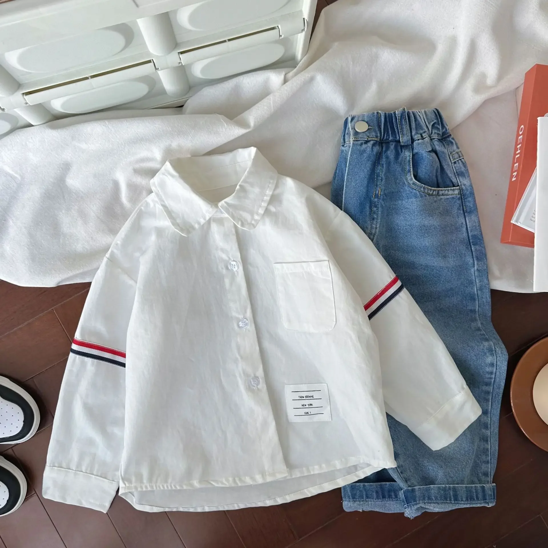Spring Hot Sale Of The Season Children's Long Sleeve Striped Shirt Boys' Middle And Small Children Fashionable Shirt AE Stock Or