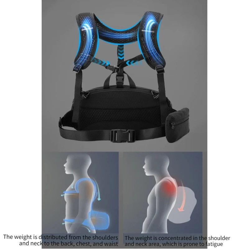 Unisex Dual Shoulder Waist Bag Lightweight Sports Chest Bag Suitable for Outdoor Travel Hiking Mountaineering Cycling Equipment