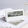 LCD Electric Desk Alarm Clock White with Calendar and Digital Temperature Humidity Modern Home /Office Watch Battery Operated 2