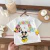 Mickey Mouse Cartoon Boy's T-shirt Short Sleeved Top Round Neck T-shirt For Children Aged 1-7 Summer Kids Cloths Girls' T-shirt 3