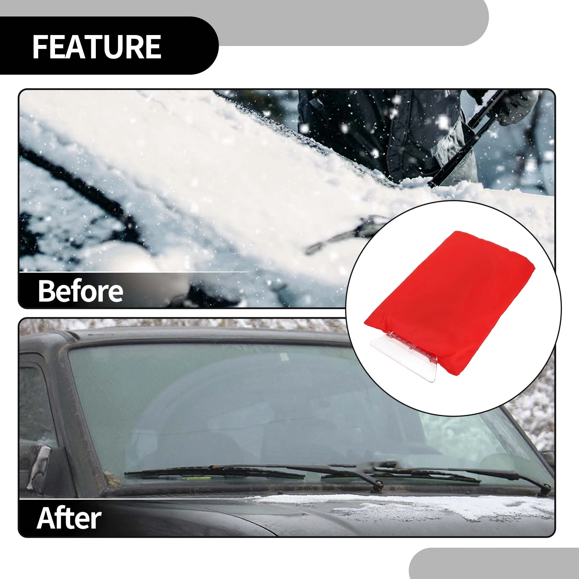 UXCELL 17x25cm Universal Car Ice Scraper Glove Insulated Warm Mitt Glove W/ Snow Frost Remover for Car Truck Windscreen Portable
