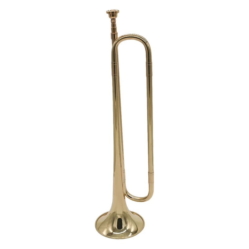 Brass Trumpet Bb Flat Bugle with Mouthpiece Orchestra Music Instrument Gold Lacquer Finish for Students Beginner Bugle Trumpet