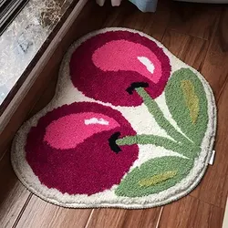 Charming Cherry Bath Mat: Absorbent Microfiber, Fluffy Non - Slip Fruit - Shaped Rug - 60X50CM