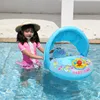 Cartoon Inflatable Baby Swim Ring Seat Floating Sunshade Toddler Swim Circle Bathtub Swimming Pool Beach Party Outdoor Water Toy 4