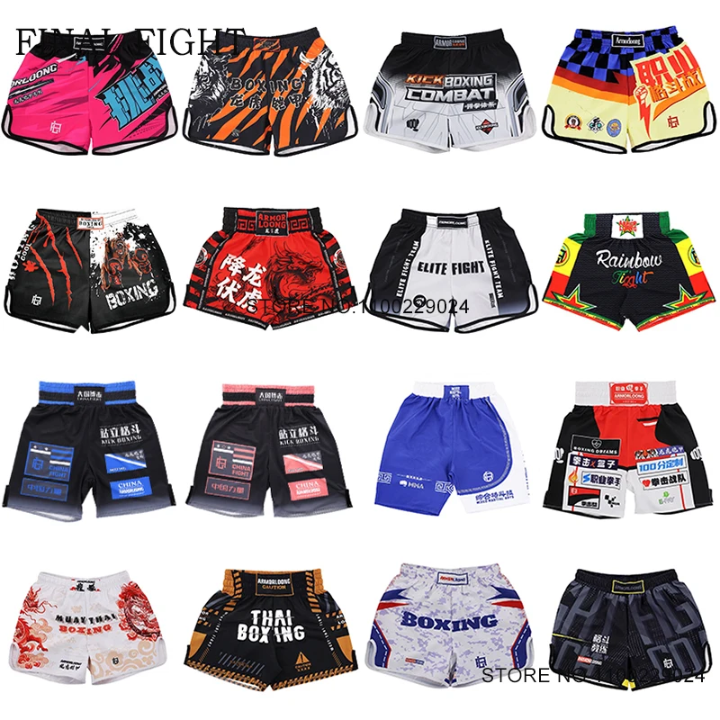 

Muay Thai Shorts Quick Dry Printing Boxing Shorts Men Women Teenagers Breathable Free Combat Grappling Fight Kickboxing Pants