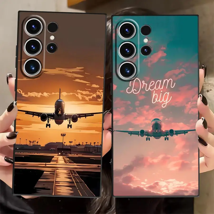 Sleek Black Minimalist Airplane Soft Case
