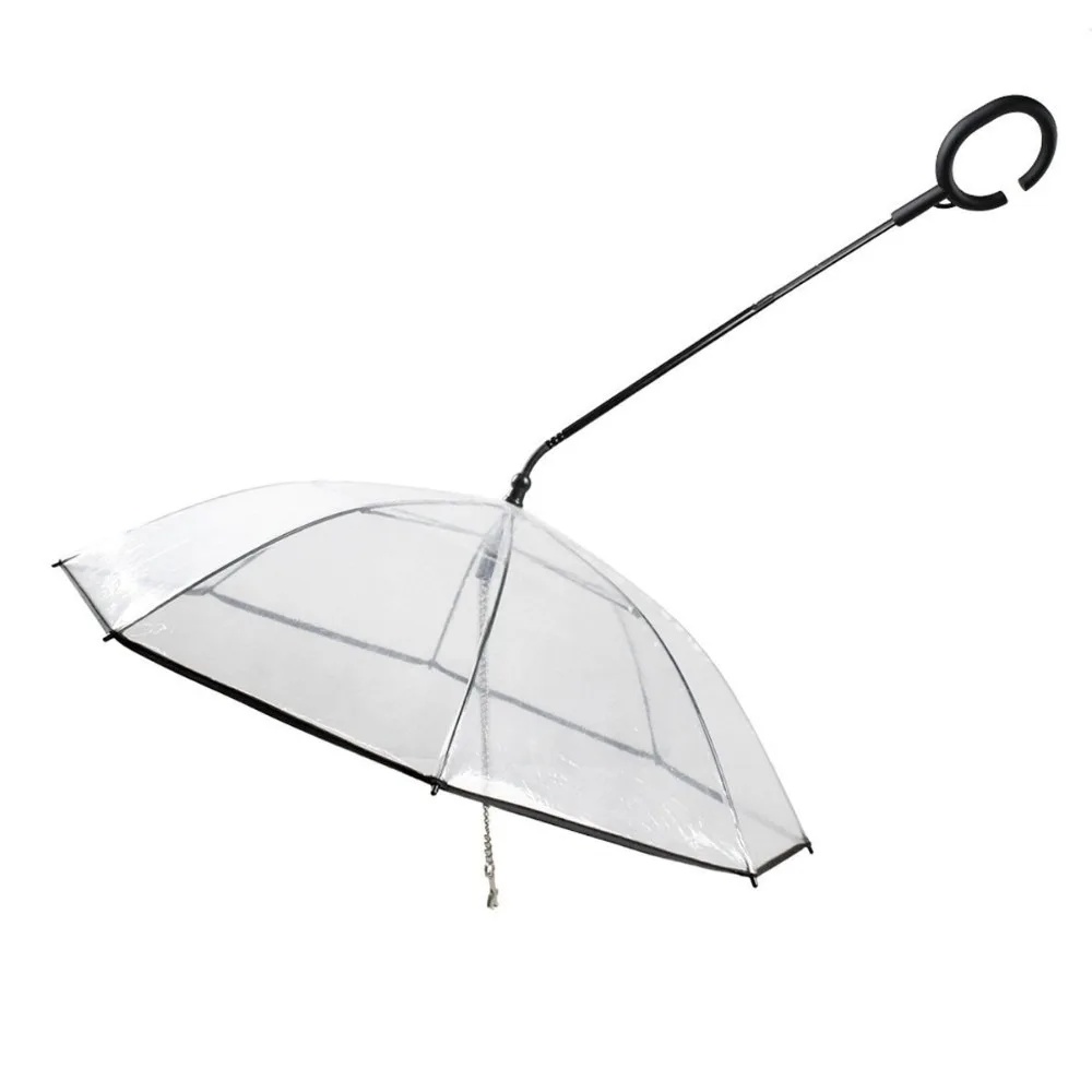 Detachable Clear Pet Dog Umbrellas C-Shape Handle with Leash Doggy Poncho Rainproof Adjustable Raincoat for Dogs Small Dog