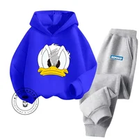 Spring and Fall Fashion Cartoon Donald Duck Pure Cotton Boys and Girls Teenagers Unique Super Good-looking Sweatshirt Tracksuit 1