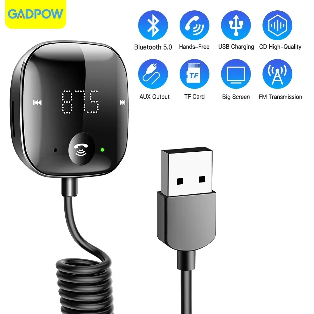 Car Bluetooth Transmitter Gadpow FM Bluetooth Transmitter and Receiver Hands-Free Car Adapter Audio Mp3 Player