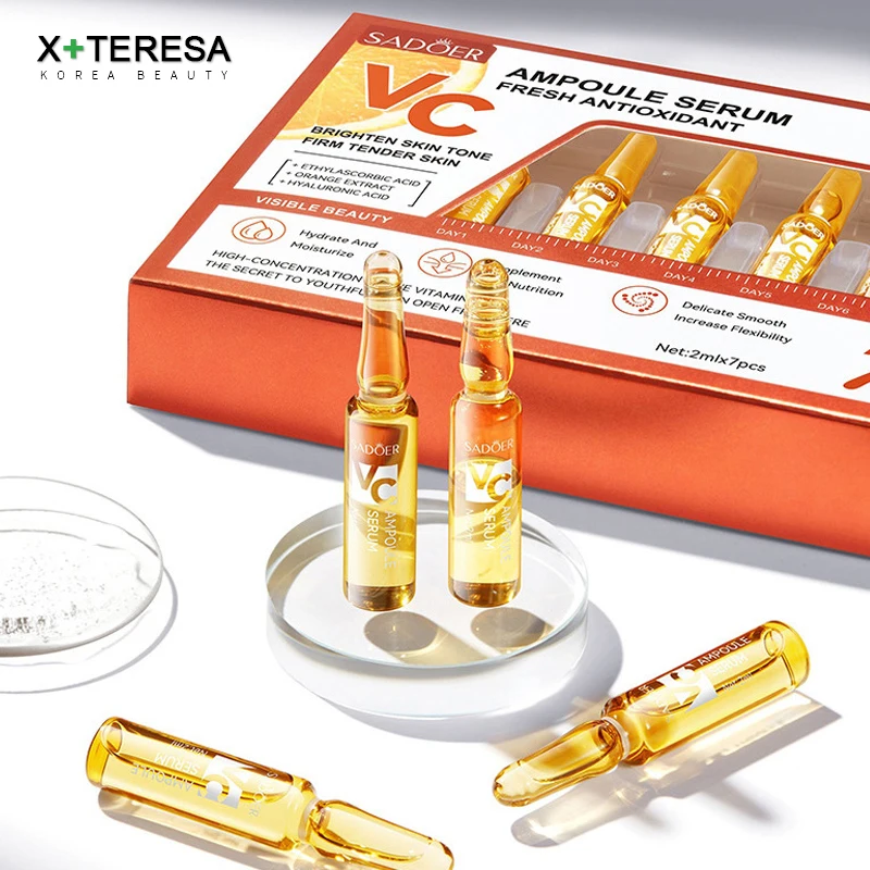 Sérum blanchissant pour le visage à la vitamine C, élimine les taches foncées, les taches de rousseur, minimiseur de pores hyaluronique, Anti-vieillissement, élimine les rides, Essence Golder