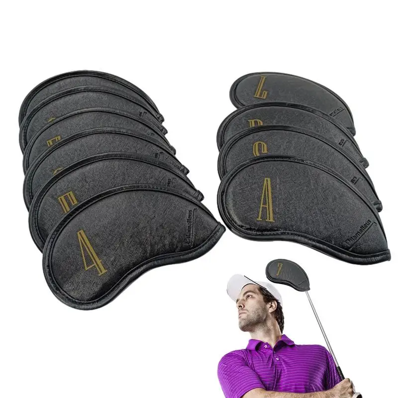

Golf Club Head Covers PU Leather Plush Lining Golf Club Covers Dustproof Protective Golf Accessories 10pcs Golf Club Supplies