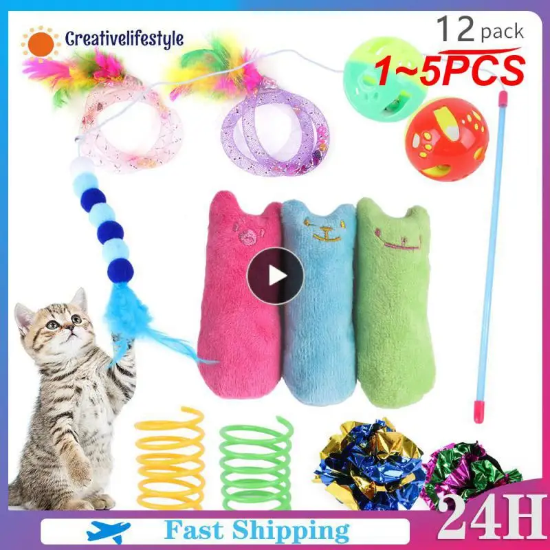 15PCS Teeth Grinding Catnip Toys Funny Interactive Plush Cat Toy Pet