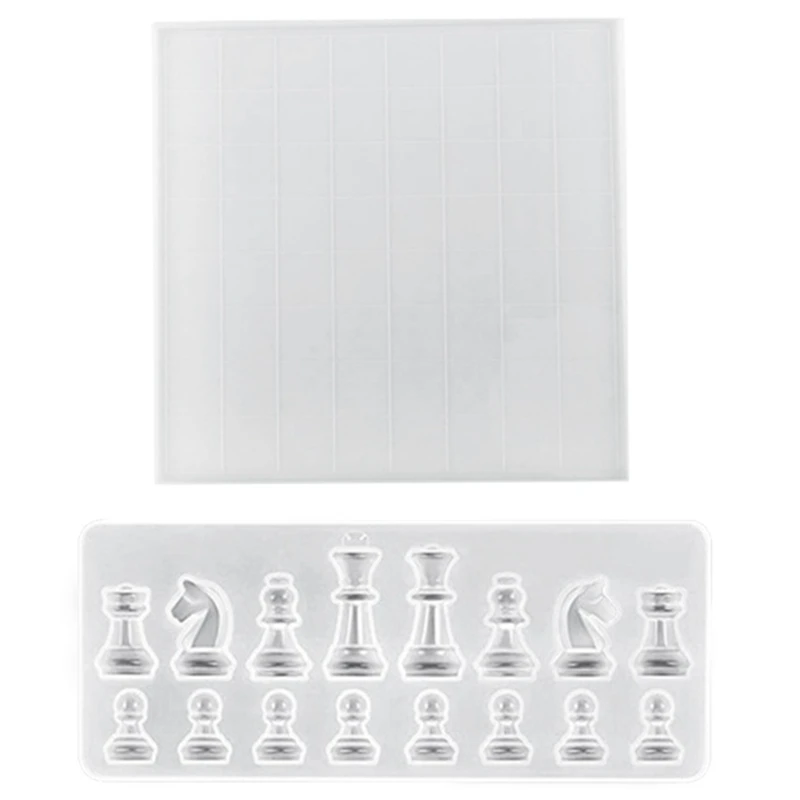 

1 Set 3D Chess Pieces Crystal Epoxy Resin Mold Handmade Chessborad Casting Silicone Mould