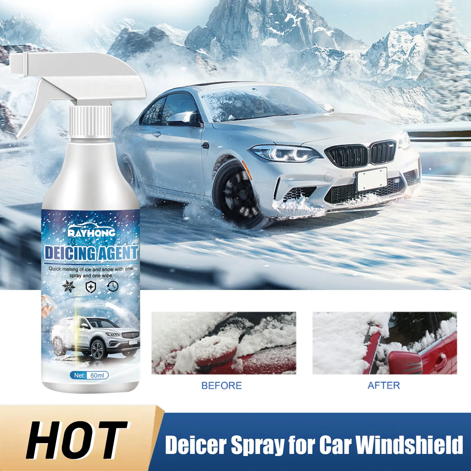 Deicer Spray for Car Windshield Auto Windscreen Ice Snow Remover Window  Glass Snow Defrosting Frost Protection Car Ice Cleaner