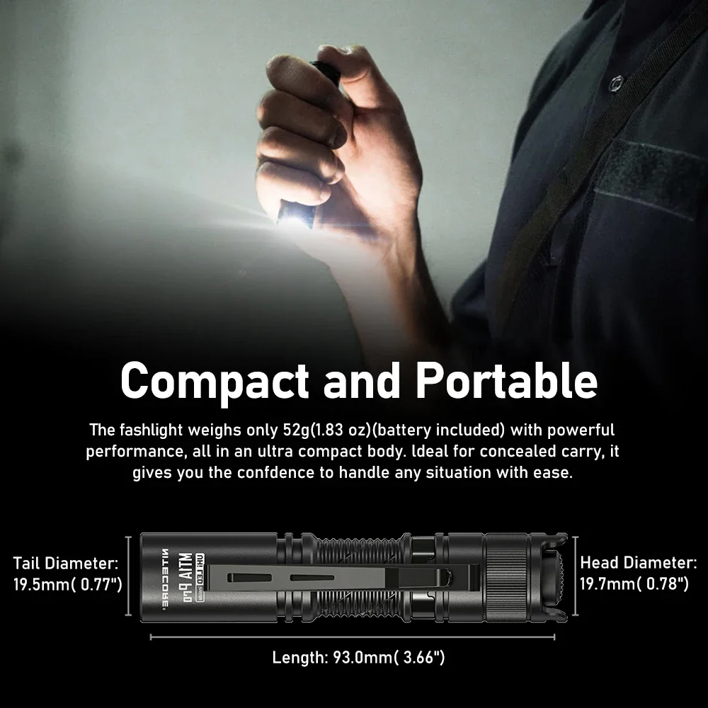 NITECORE MT1A Pro Flashlight UHi 25 LED 800 Lumens flashlamp USB-C torch Rechargeable Compact LED With 14500 Battery