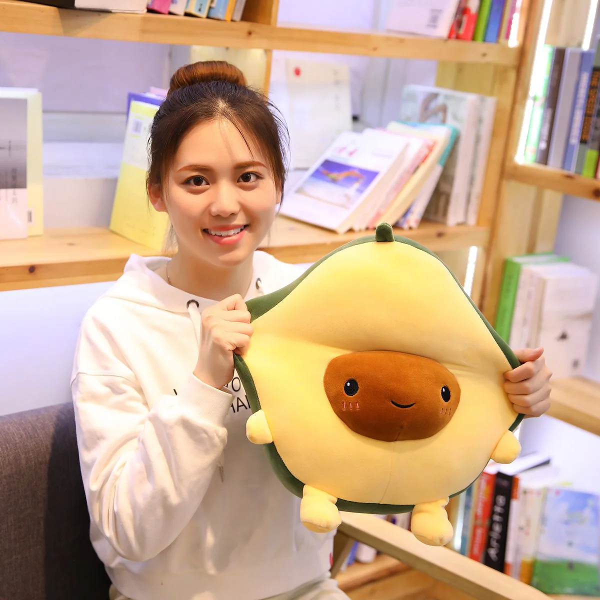 Happy Half Avocado Family Plush Toy Shy Figured Baby Green Fruit Plant Plushie Squishy Toys Props Kids Gift 30/40/60cm