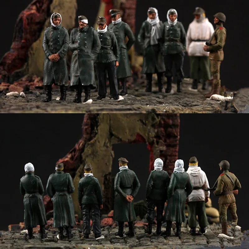 

1:72 Scale Model 8 Pcs Action Figure Soviet Soldiers East line Doll Toys DIY Scene Accessory Collection Display For Fans Gifts