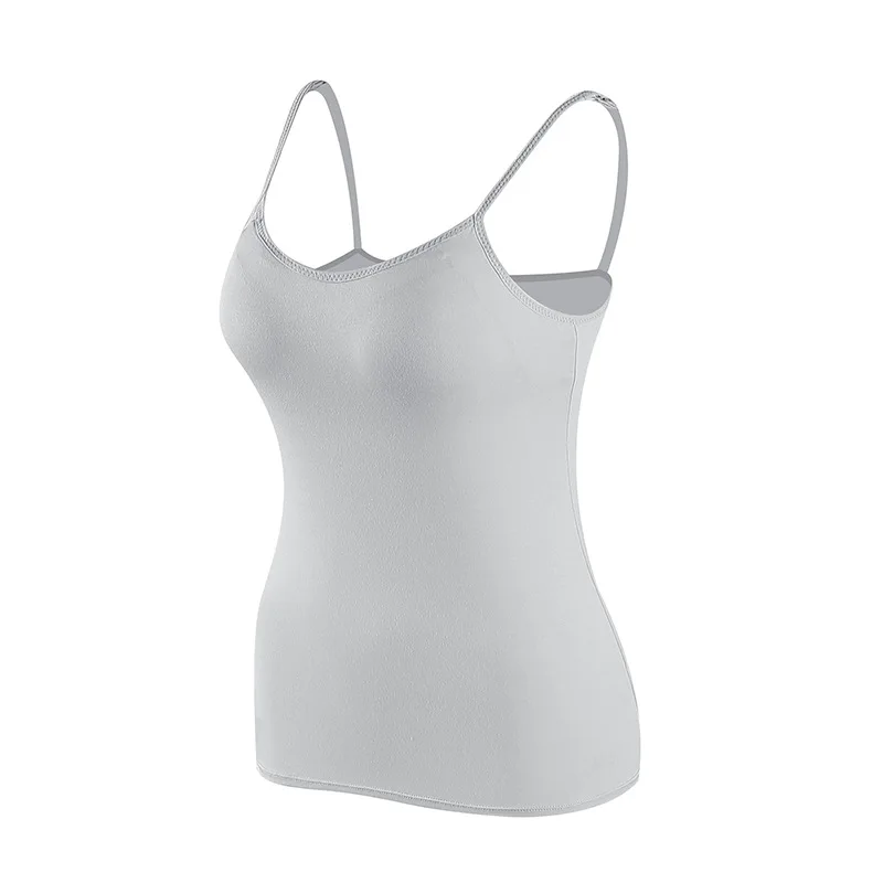 Sexy Tank With Built-in Bra Stretchy Tight Underwear No Steel Ring