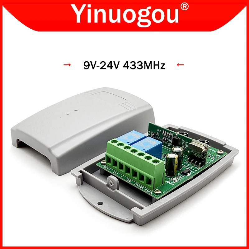 Universal 433MHz Receiver Remote Control Command 9V-24V Garage Door Receiver Controller 433.92MHz Fixed Code and Rolling Code