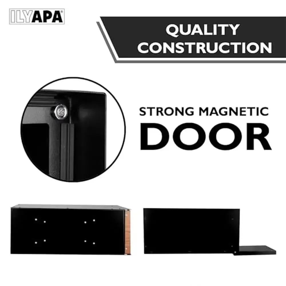 Black Modern Mailbox Heavy Duty Metal Post Mount Mail Box with Redwood Grain Trim Steel Construction Weather Resistant Universal