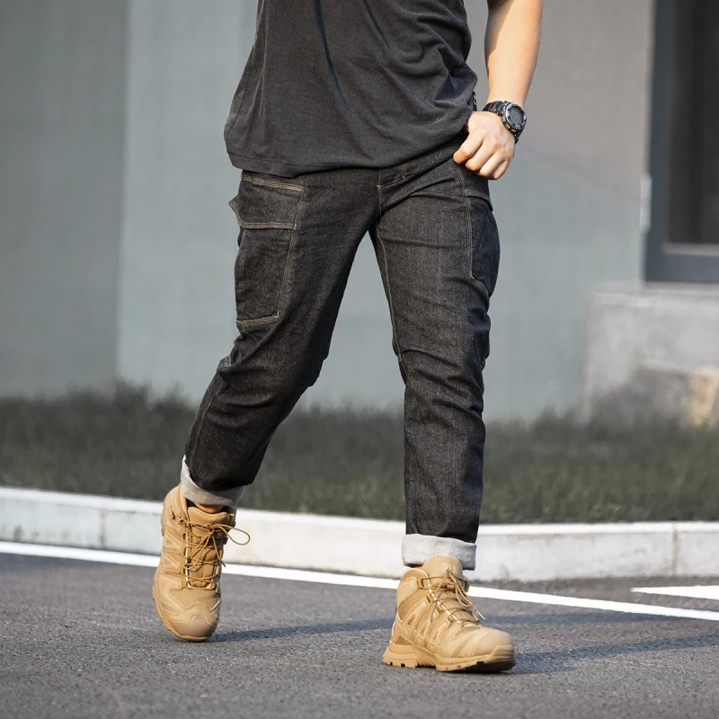 Men's Tactical Jeans Military Denim Cargo Pants Multi-pocket Elastic Casual Work Trousers for Outdoor Combat Training Hiking casual pants hiking pants