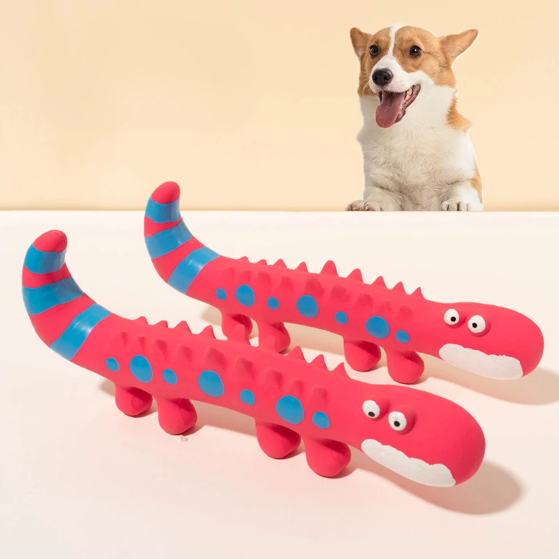 

1PCS Durable Pet Squeaky Molar Toy Latex Pet Sound Toy Comfortable Cartoon Lizard Shape Dog Teeth Grinding Toy Teeth Cleaning